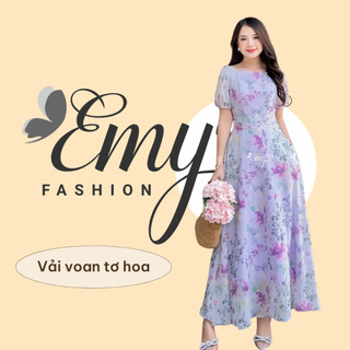 Đầm emy em9408 xoè maxi hoa tím