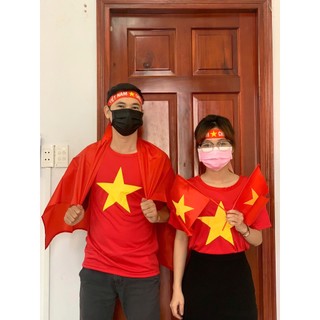 Áo Thun Cờ Đỏ Sao Vàng Nam Nữ Có Đủ Size Vải thu co dãn thỏa mái thích hợp hoạt động ngoài trời
