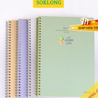 Vở caro ô vuông 5x5 mm 200-120-80 trang lò xo kép bìa nhựa trong suốt B5, cuốn tập sổ Klong giấy dày