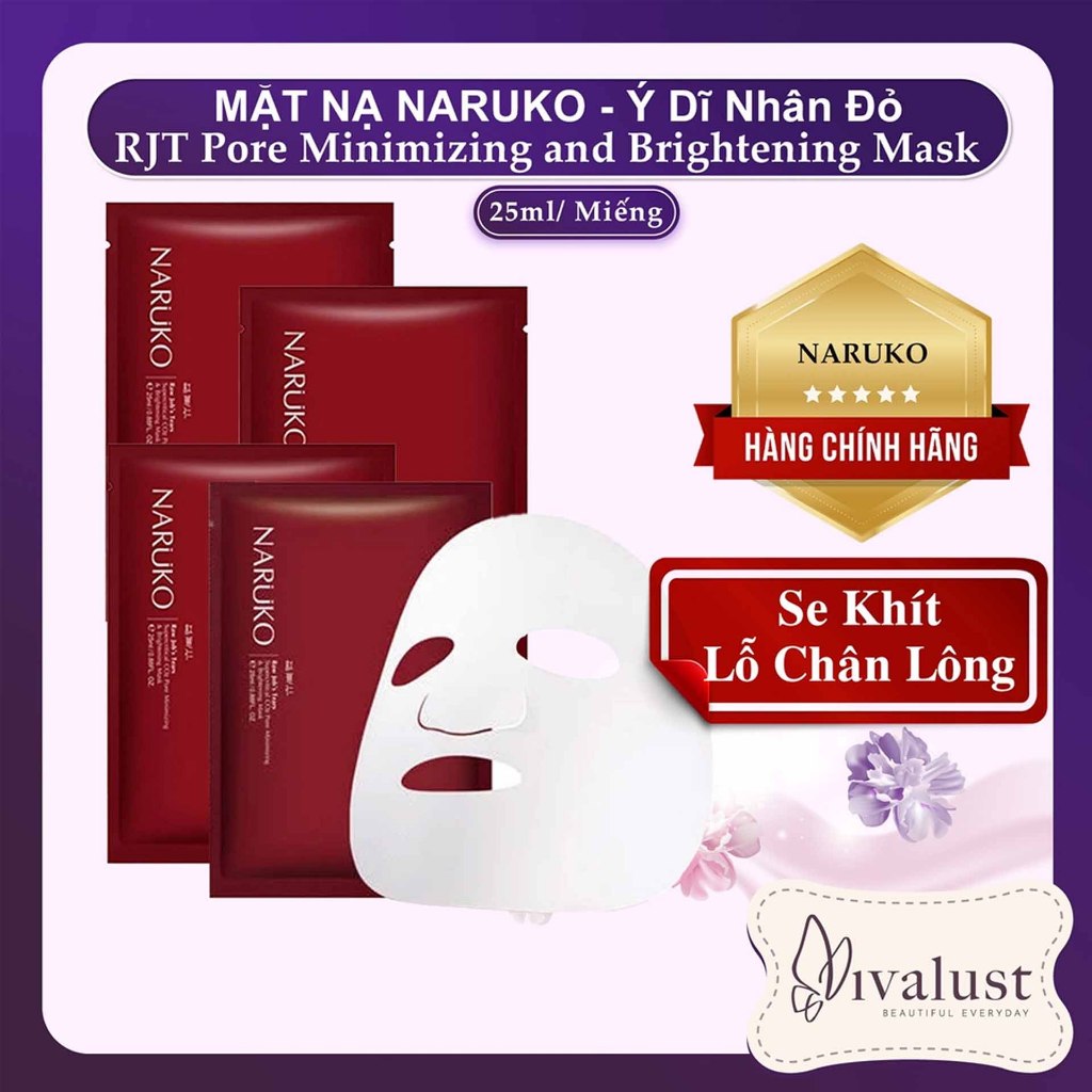 [Chính Hãng] Mặt Nạ NARUKO Ý Dĩ Nhân Đỏ - Se Khít Lỗ Chân Lông (Miếng Lẻ)
