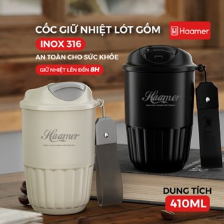 Cốc giữ nhiệt Hammer Inox 316 Lót gốm, An toàn thực phẩm, Ly giữ nhiệt 8h, Dung tích 410ml Nhỏ gọn tiện lợi - B013.