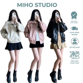 Áo khoác da form rộng boxy 1 lớp Miho Studio