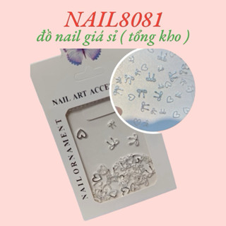 Set charm nơ tim gắn móng, phụ kiện nơ tim làm nail