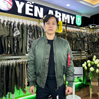 Áo Khoác Pilot Bomber Nam Trơn Chần Bông Màu Xanh Rêu / Đen - Mã MA-1