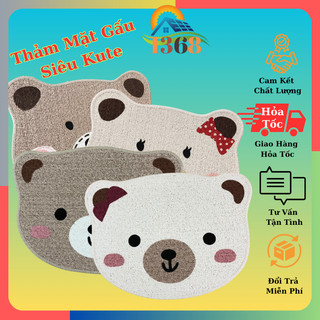 Thảm lau chân chùi chân hình mặt gấu decor siêu kute
