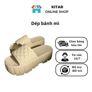 Dép đi mưa nữ Duwa quai ngang caro đế bánh mì 6p chống trơn chất Eva nhẹ size 36-39 màu trà sữa D68
