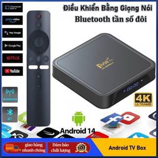 Android TV Box TV 98pro,Dual Wifi 2.4 và 5Ghz,Kèm khiển giọng nói,Kết nối Bluetooth,Android 14.0，Ram 8GB,Rom 128GB