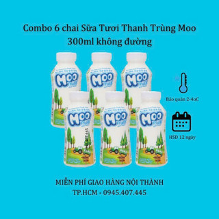 Combo 6 chai Sữa Tươi Thanh Trùng Moo 300ml ( Moo milk 300ml )