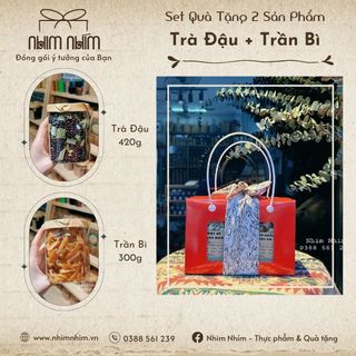 Set Qùa Tặng Túi Giấy 2 Sản Phẩm Trà đậu + Trần bì