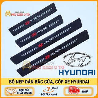 HYUNDAI - Bộ Miếng Dán Chống Trầy Xước Có Logo Hãng HYUNDAI Bảo Vệ Bậc Cửa Và Dán Cốp Xe Hơi, Xe Ô Tô