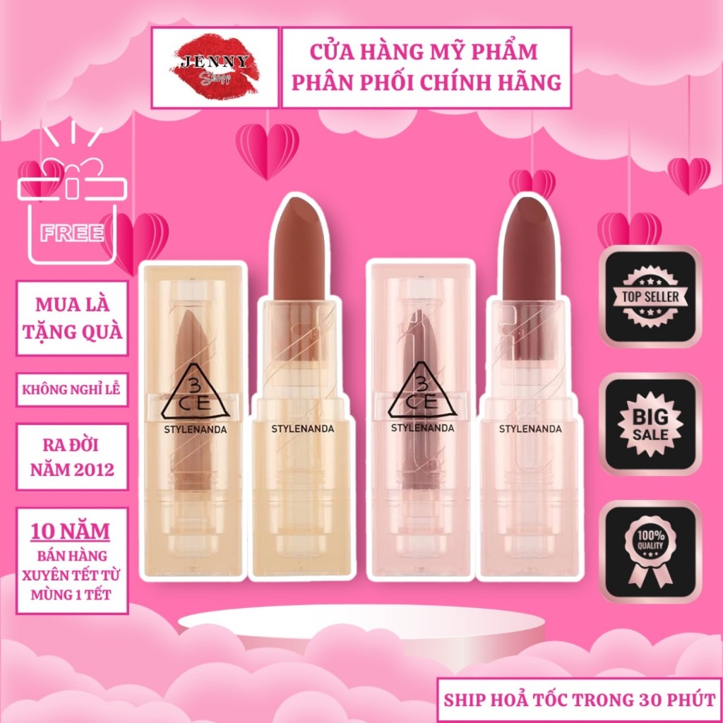 Son Thỏi Lì Vỏ Trong 3CE Soft Matte Lipstick Clear Layer Edition