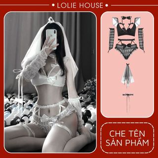 Cosplay cô dâu sexy gợi cảm - Bộ đồ ngủ sexy cô dâu full phụ kiện LOLIE HOUSE - CP7