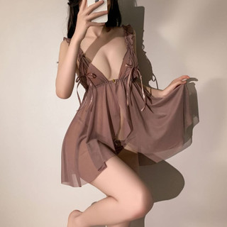 Váy ngủ sexy xẻ tà trước cosplay gợi cảm đầm hai dây đẹp ren xuyên thấu, kèm quần lọt khe – Sinni20