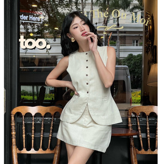 Set áo vest linen chân váy linen may đo EMMY LINEN- hàng thiết kế cao cấp too.est2022