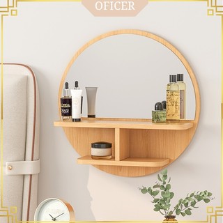 Gương treo tường có kệ để đồ, Gương gỗ MDF treo tường chống nước chống ẩm mốc thương hiệu baizan -BZ1001