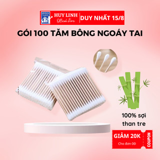 Tăm Bông Ngoáy Tai, 100 Bông Ráy Tai Thân Gỗ Tre, Bông ngoáy tai kháng khuẩn thân thiện với môi trường