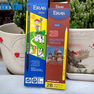 Bút chì gỗ đen 2b có tẩy eras e602