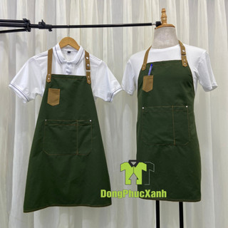 Tạp dề pha chế cafe trà sữa đồng phục nhân viên nhà hàng phục vụ nam nữ mẫu cao cấp vải kaki cotton 100