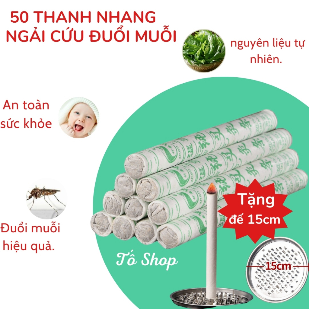 [ Giấy Trắng Cao Cấp ] 50 Thanh Nhang Ngải Cứu Đuổi Muỗi, Giúp Giảm stress