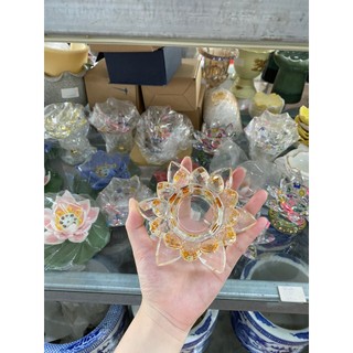 Đế nến hoa sen pha lê, đế nhiều màu