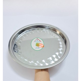  Dĩa lót bếp cồn - Khay lót bếp cồn tròn - Mâm lót bếp cồn inox  ngang 26cm - cao 1.8cm  