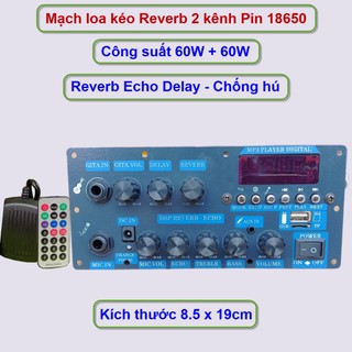 Mạch loa kéo Reverb 2 kênh dùng pin 18650 dùng cho loa kéo 2.5 tấc đôi