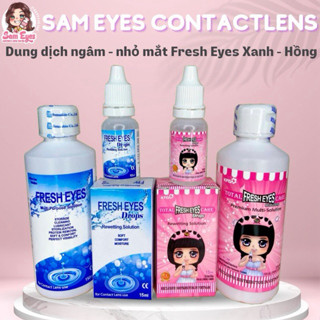Nước Ngâm, Nhỏ Mắt Chuyên Dụng Cho Lens Thương Hiệu Fresh Eyes Màu Xanh, Hồng-Dung dịch ngâm, rửa, cấp ẩm kính áp tròng