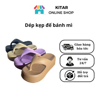 Dép nữ xỏ ngón Duwa đế bánh mì 6p chống trơn chất Eva nhẹ size 35-38 màu nâu, đen, tím, trà sữa D69