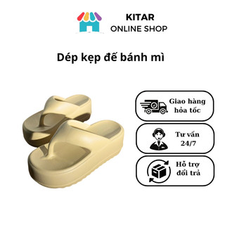 Dép nữ xỏ ngón Duwa đế bánh mì 6cm chống trơn chất Eva nhẹ size 35-38 màu trà sữa D70
