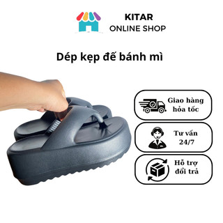 Dép nhựa đi mưa, Dép nữ xỏ ngón Duwa đế bánh mì 6cm chống trơn chất Eva nhẹ size 35-38 màu đen D71
