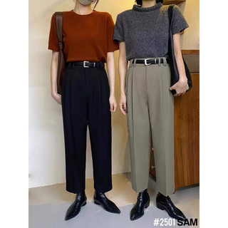 Quần vải baggy kèm đai