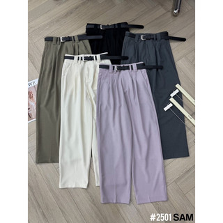 Quần vải baggy kèm đai