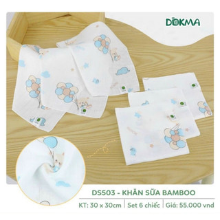 Set 6 khăn sữa sợi tre 2 lớp dokma 30x30cm