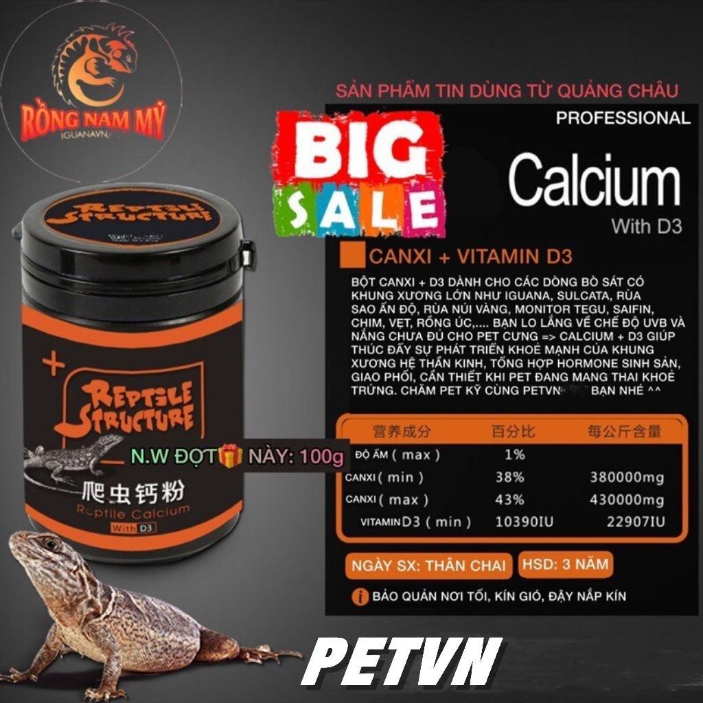 CANXI + D3 CHO RỒNG NAM MỸ IGUANA, RÙA SULCATA, TEGU, BD RỒNG ÚC, RÙA NƯỚC,... Chính hãng STRUCTURE,