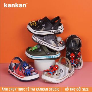 Dép Sục Cho Bé Trai Cross KanKanStore Giày Sục Trẻ Em Siêu Nhân Người Nhện Ô tô 4 5 6 7 8 9 10 Tuổi KA028