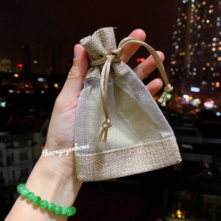 Túi vải đay dây rút / túi vải bố có cửa sổ đựng cà phê, hoa khô, trang trí tiệc cưới