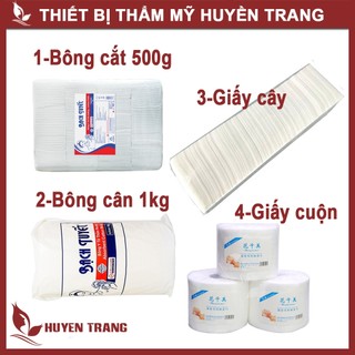 Bông Tẩy Trang Bạch Tuyết Cắt Sẵn, Giấy Cuộn, Bông Cân 1Kg, Khăn Giấy Cây Lau Mặt Cho SPA
