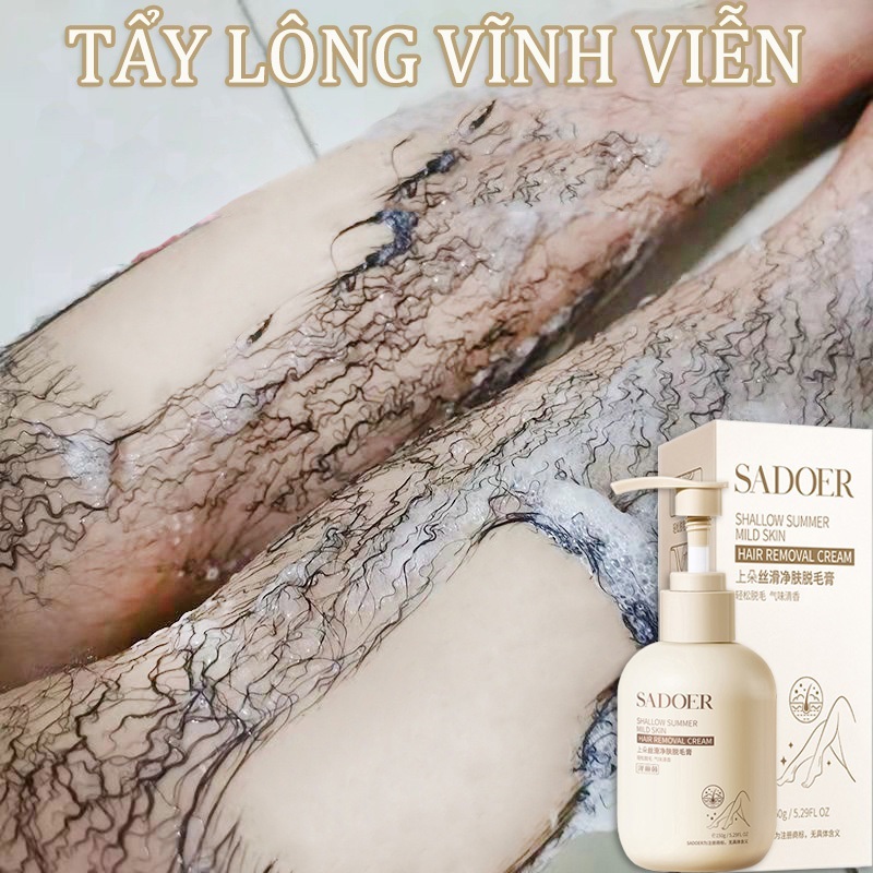Kem tẩy lông SADOER , tẩy lông vùng kín, nách, tay, chân, triệt lông an toàn không đau rát dung tích 150ml