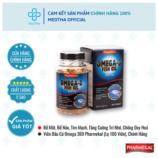  Viên Dầu Cá Omega 3 Pharmekal - Bổ Mắt Bổ Não Tim Mạch Tăng Cường Trí Nhớ Chống Oxy Hoá  Lọ 100 Viên  