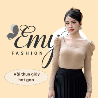 Áo emy a2013 thun nude tay dài nhún vai