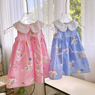 P804 VÁY THÔ CỔ SEN HOẠ TIẾT HOẠT HÌNH CHO BÉ GÁI 9-26kg