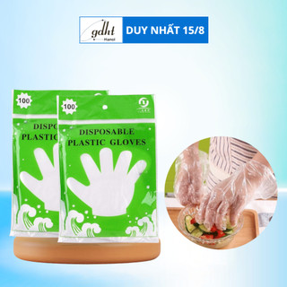Combo 100 đôi găng tay nilong PE bảo vệ tay dùng 1 lần