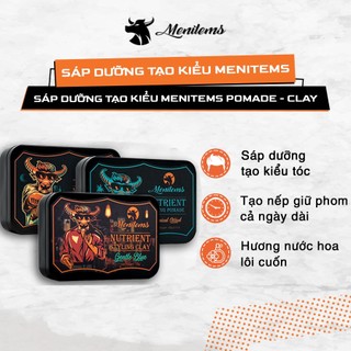 Combo sáp MENITEMS, sáp vuốt tóc Clay - Pomade, giữ nếp, tạo kiểu tự nhiên, nước hoa lưu hương lâu lên đến 10H
