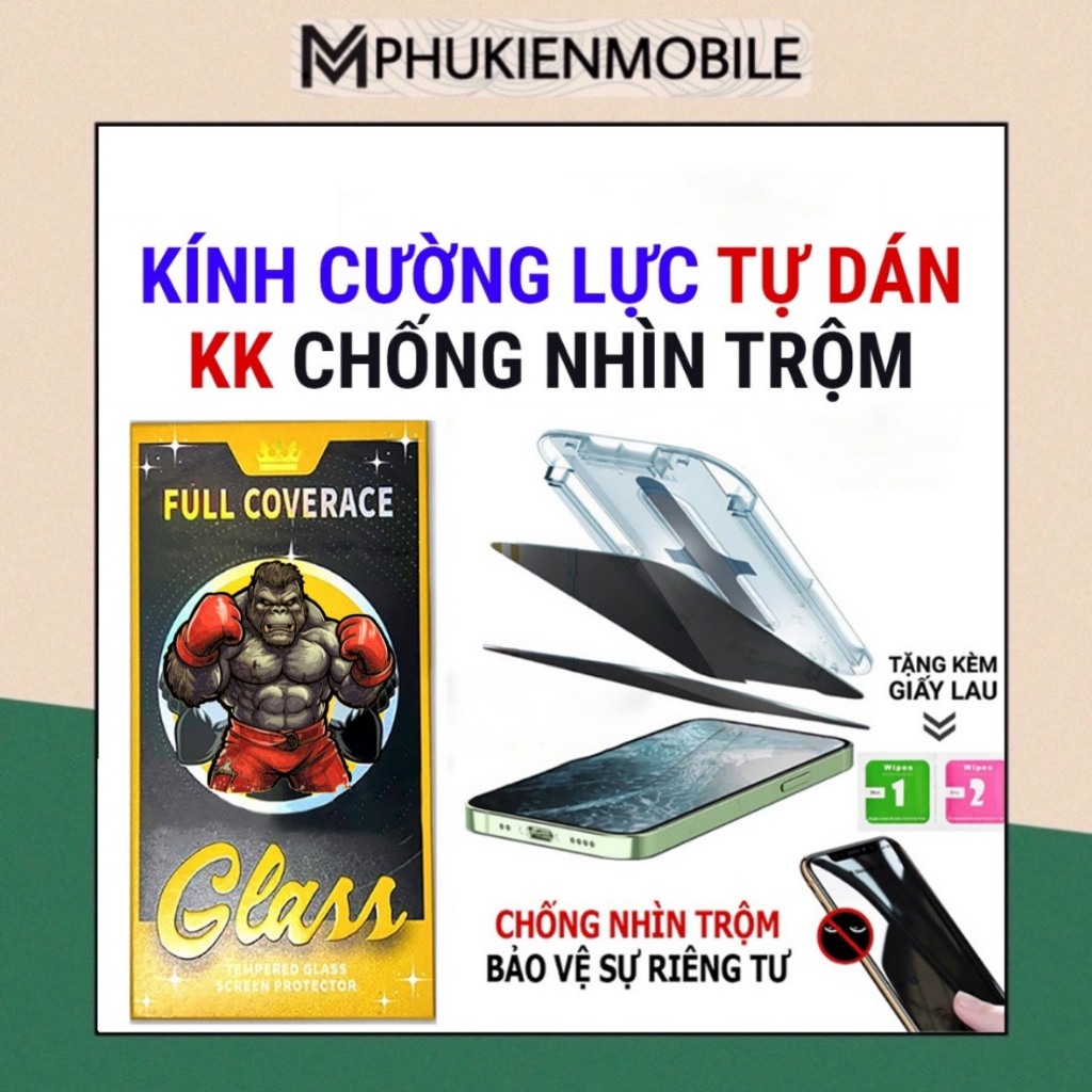 Cường lực chống nhìn trộm có khung tự dán cho iphone 11 pro max 12 pro max 13 promax x xr xs max 15promax
