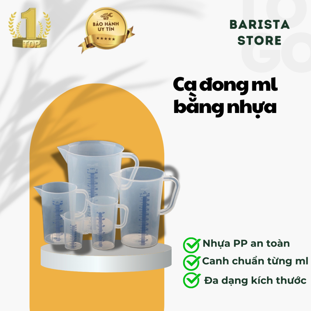 Ca đong định lượng ml chia vạch, ca đo lường nhựa, ca đong nhựa dung tích từ 100ml đến 2000ml