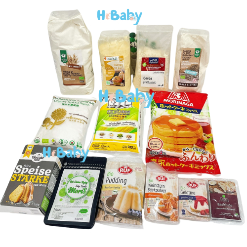 Bột hữu cơ làm bánh ăn dặm cho bé, ăn dặm kiểu nhật  Bột mì, Gelatine, Bột năng, Bột bắp, Pudding cho bé ăn dặm