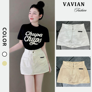 Chân váy Jean nữ trơn bigsize, chân váy chữ A lưng cạp cao thiết kế túi bo tròn màu trắng,be cá tính