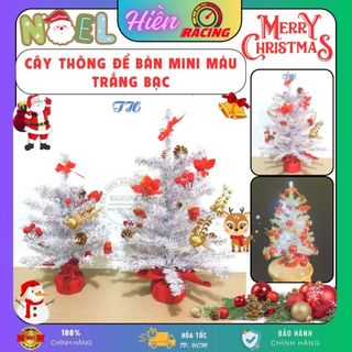 Cây thông noel mini để bàn 40cm, 50cm MÀU TRẮNG BẠC trang trí giáng sinh cho phòng khách, phòng ngủ