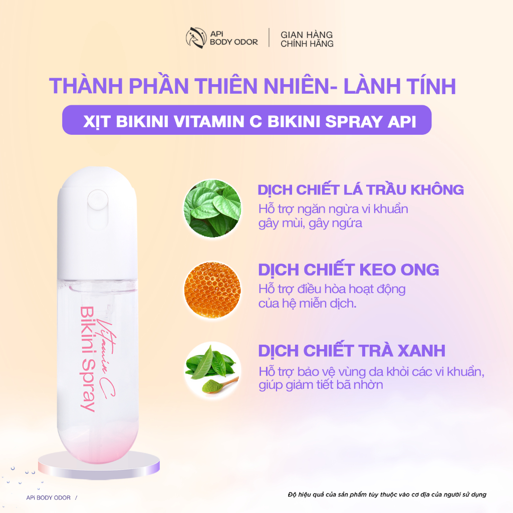 Xịt Bikini khử mùi giảm thâm vùng kín, Xịt thơm Bikini Vitamin C API kháng khuẩn, nước hoa vùng kín