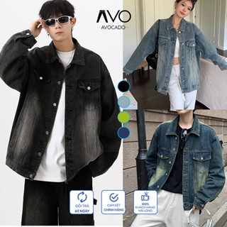 Áo Khoác Jeans Bò nam nữ Unisex, áo khoác bò form rộng màu Xanh Đen xám Wash bigsize Avocado